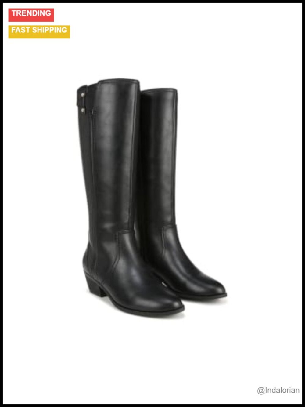 Womens Wide Calf Knee High Riding Boot Faux Leather Block Heel
